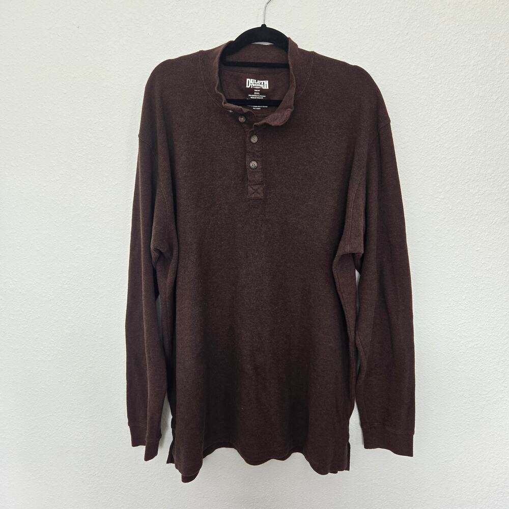 Duluth Trading Co Men's Brown Pullover Sweater 1/4 Button Size 2XL